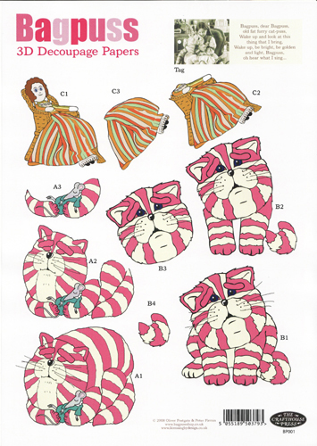 Bagpuss & Madeleine 01 3D Step by Step Decoupage